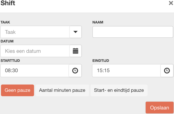 details aanmaken shift timeline werknemer